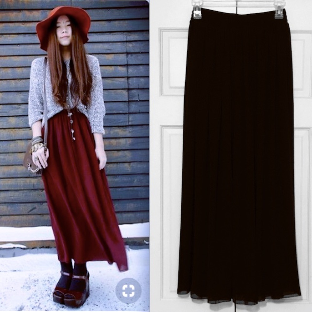 American Apparel *Black* Chiffon Maxi Skirt M/L